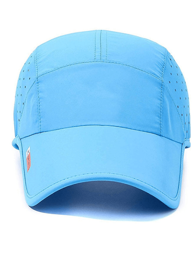 Light blue outdoor sports waterproof breathable baseball cap with adjustable strap.